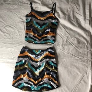 Super cute, 2pc Sequence Top and Skirt.